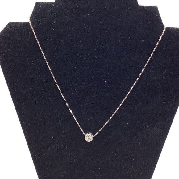 White Gold Plated "O" Word Necklace S925 Chain Italy 16in Delicate Pendant Jewel - Picture 7 of 8